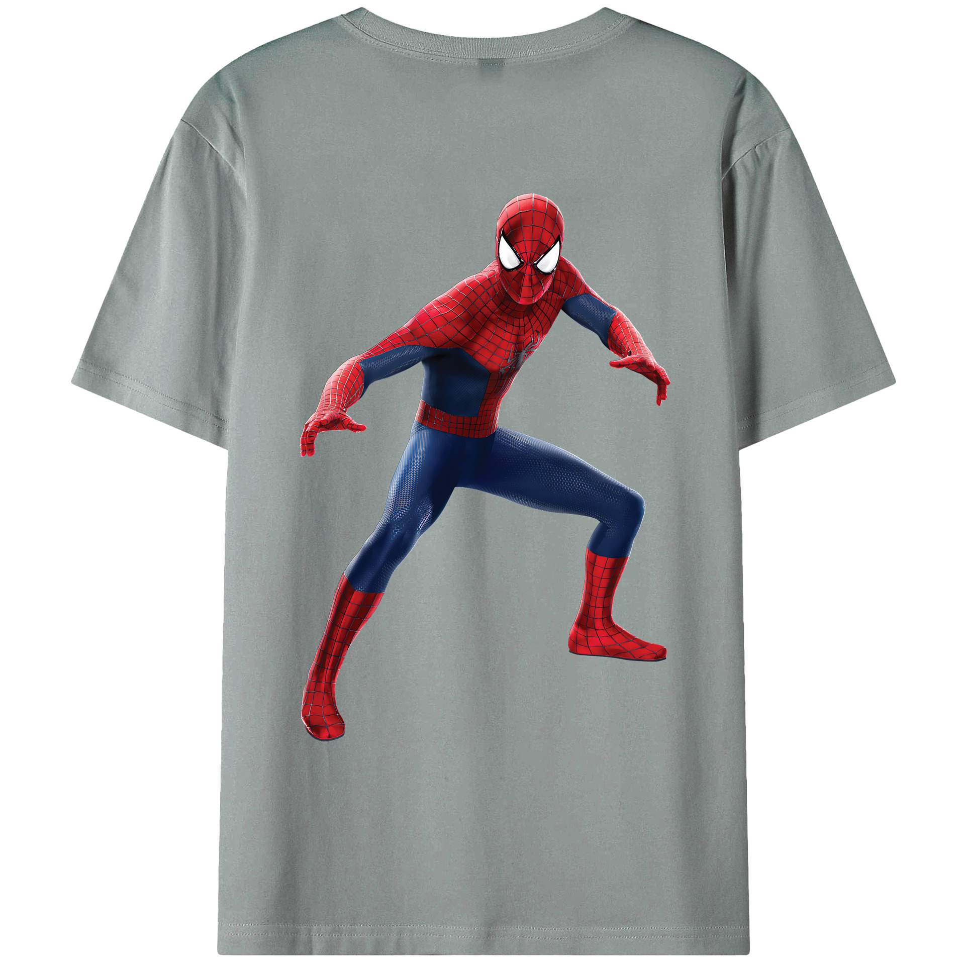 （画像用） Spider Man スパイダーマン 綿100％ メンズ半袖Tシャツ（バックプリント） 通気性